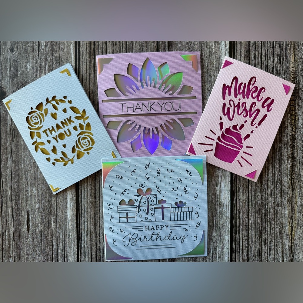 Elegant Greeting Card Set - Pink, White, and Gold